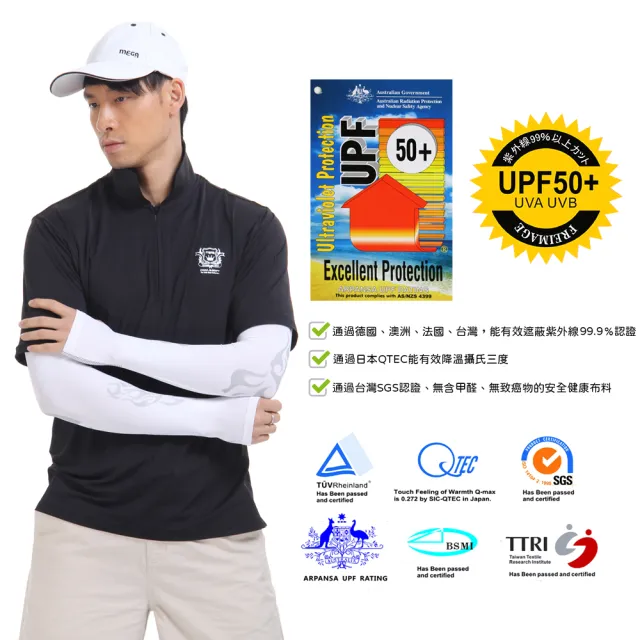 【Mega coouv】男款-防曬冰感止滑手掌款袖套 高球袖套 高爾夫(冰涼袖套 機車袖套 止滑袖套 手蓋袖套)