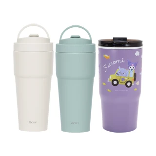 【WOKY 沃廚】2+1超值組_二代渾圓杯 鈦陶瓷款770ml-附彈跳&矽膠粗吸管(隨行杯/吸管杯/保溫杯/保溫瓶)