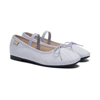 【ROCKFISH】HAZEL RIBBON FLAT 蝴蝶結平底芭蕾舞鞋 燈芯絨 垂直紋理 鬆緊 絎縫 藍色 女鞋