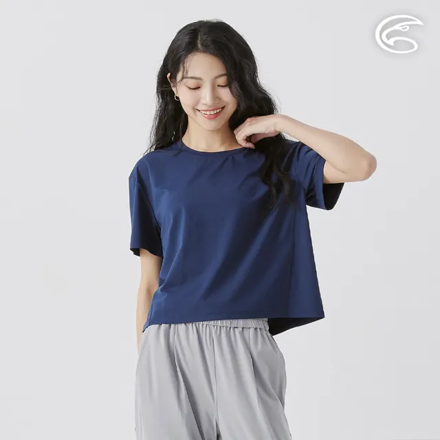 【ADISI】女彈性乾爽快排短上衣 AL2511064 深藍 M-2XL(吸濕排汗 快乾 排汗衣)