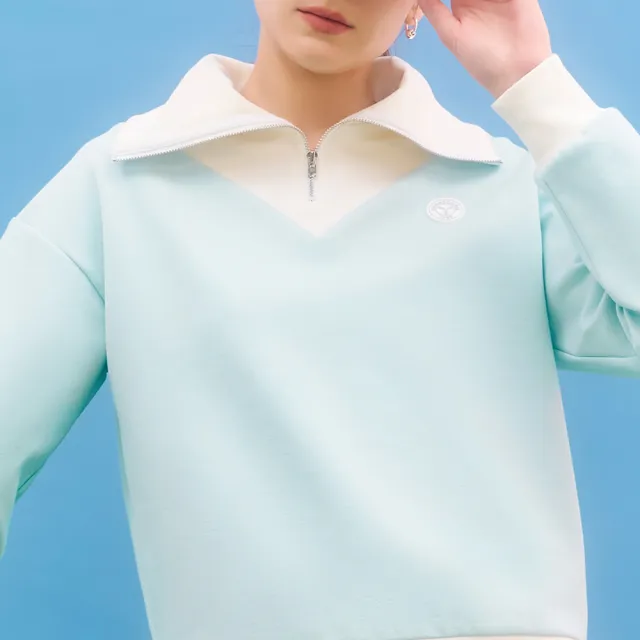 【YUANDONGLI 元動力】GOLF翻領撞色棉質上衣(淺藍；S-L；4243231201)