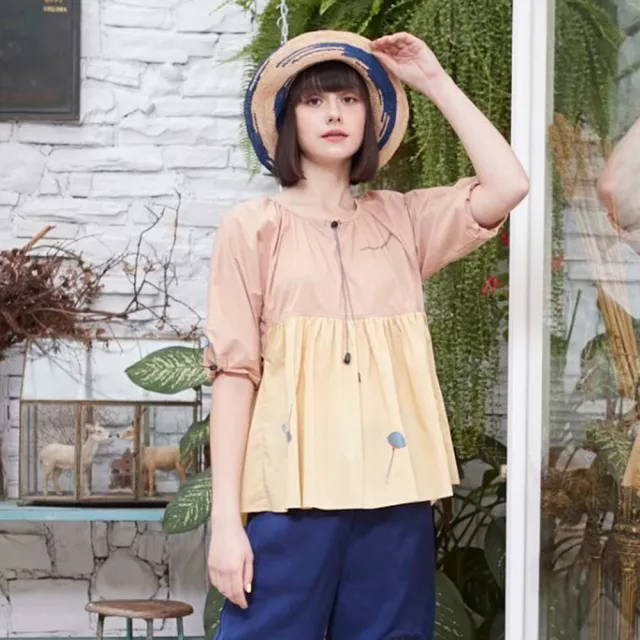 【ICHE 衣哲】Cop.Copine 法國原裝進口兩穿撞色拼接襯衫上衣外套