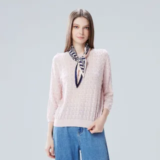 【MYVEGA 麥雪爾】斜紋簍空毛毛針織上衣-粉(新年紅色開運穿搭)