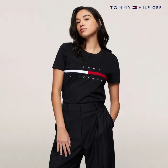 【TOMMY HILFIGER】官方旗艦館 旗幟標誌圖案 T恤_黑色
