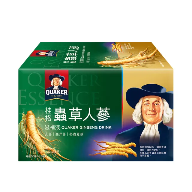 【QUAKER 桂格】冬蟲夏草養氣人蔘60ml×6入×1盒(共6入)