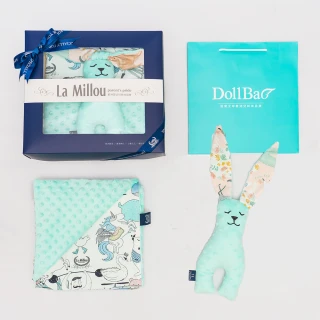【La Millou】新生兒必備組-單面巧柔豆豆毯+豆豆安撫兔(多款可選_彌月禮盒)