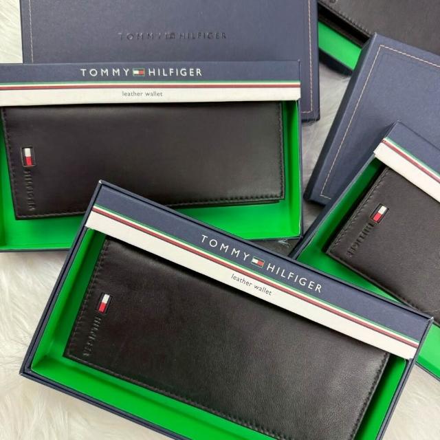 【TOMMY HILFIGER】TOMMY 長夾  湯米 無零錢袋 平輸品 黑色 防盜RFID 皮夾 品牌皮夾(長夾 皮夾 防盜)