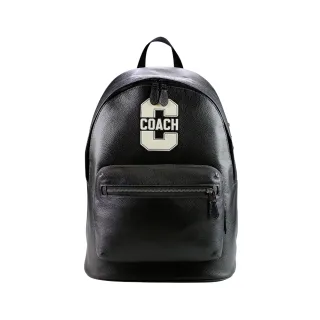【COACH】美式校園風LOGO字印前口袋男士後背包(黑色/大款)