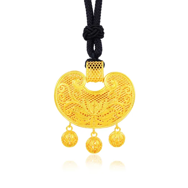 【Just Gold 鎮金店】雋藏 福聚吉珍 黃金吊墜(附繩)