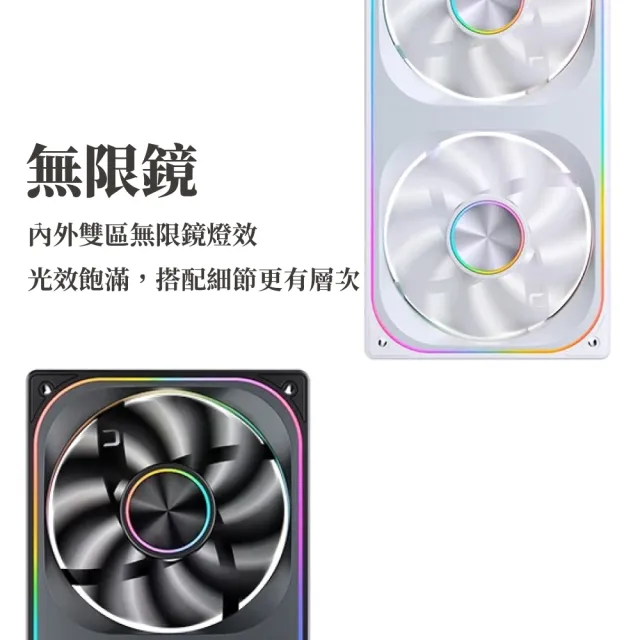 【JONSBO 喬思伯】ZA240 ARGB Gen1 一體式全幅無限鏡風扇 黑/白(3年換新/模組化接頭/TH水冷風扇)