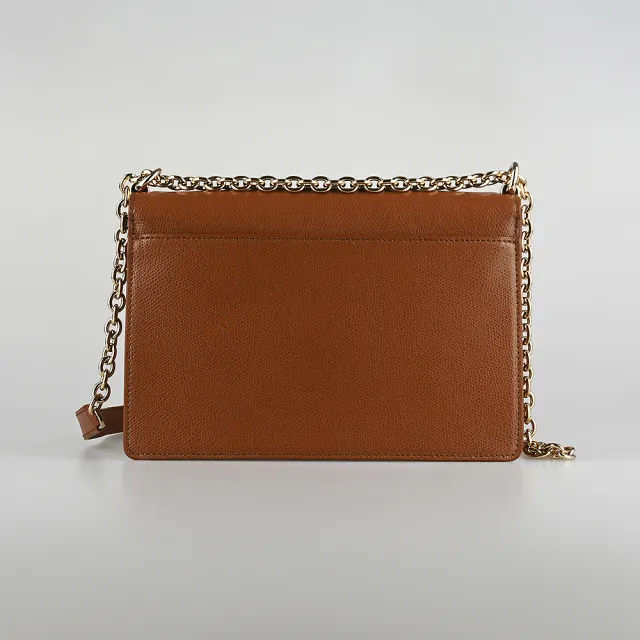 【FURLA 芙拉】FURLA 1927系列旋扣式鏈帶斜背包(S/褐)