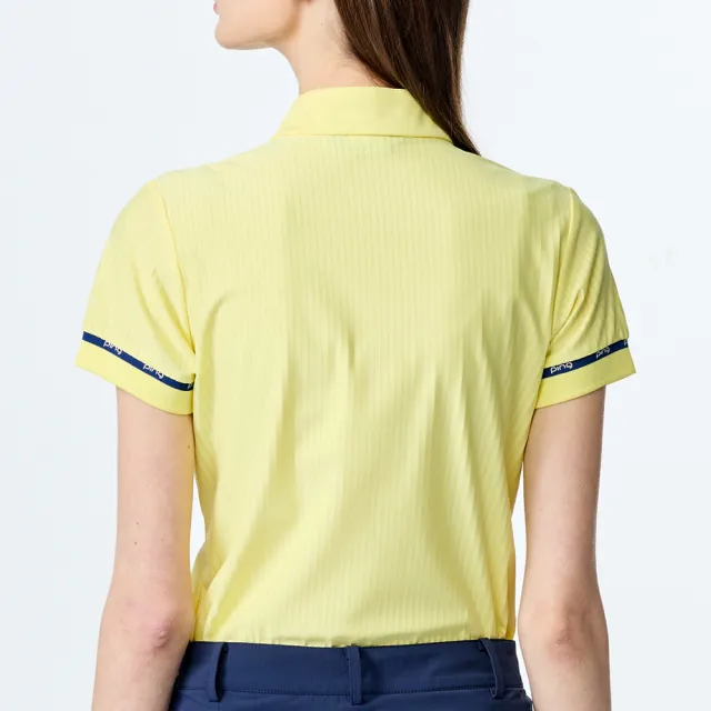 【PING】女款吸濕排汗涼感短袖立領上衣-黃(吸濕排汗/GOLF/高爾夫球衫/RA25119-33)