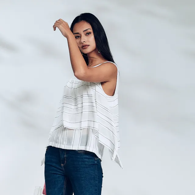 【ICHE 衣哲】Cop.Copine層紗堆疊不規則背心造型上衣