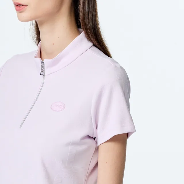 【PING】女款GOLF緹花涼感短袖立領上衣-粉紅(吸濕排汗/高爾夫球衫/RA25116-13)