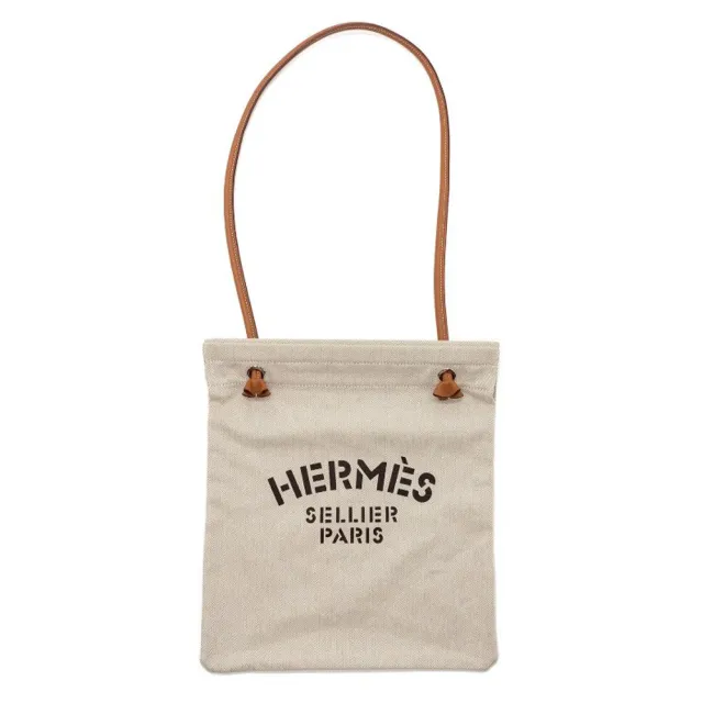 【Hermes 愛馬仕】經典Aline系列字母LOGO帆布肩背包/斜背包(米白色)