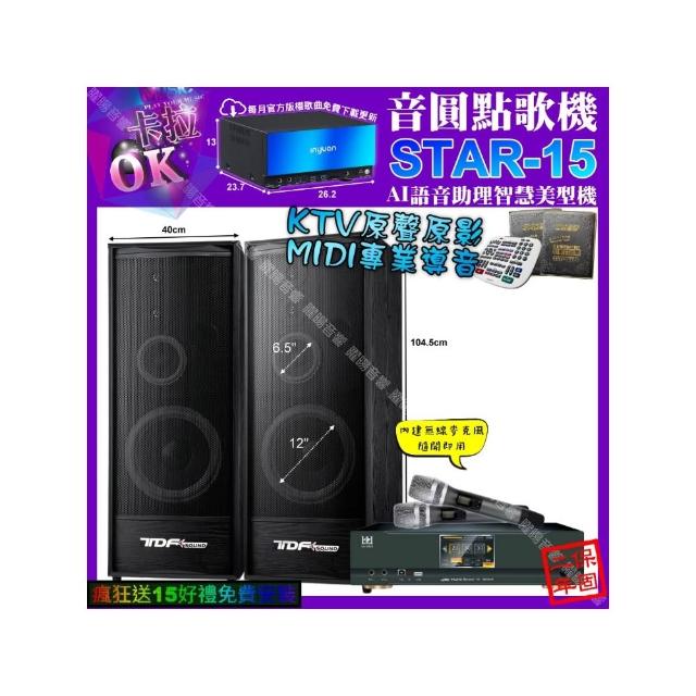 【音圓】STAR-15+KONEKO KA-8989 數位 含無線麥克風2支+TDF K-124(卡拉OK組合/音響設備)
