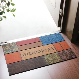 【G+ 居家】橡膠植絨戶外地墊-80x45cm 幸福臨門(迎賓地墊/入門墊/刮沙地墊/玄關墊)