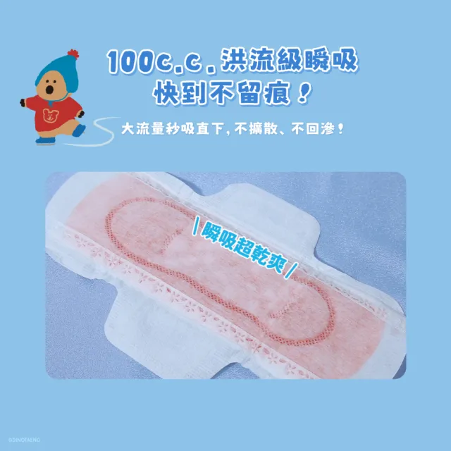 【愛康】透芯涼感衛生棉 DINOTAENG特別款 4包入組(護墊型15.5cm/日用型24cm/夜用型28cm/加長型33cm)