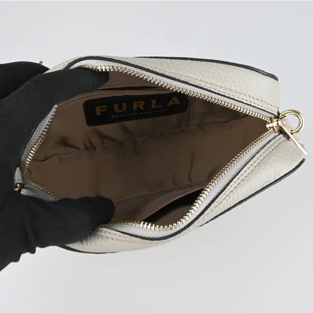 【FURLA 芙拉】FURLA Primula拉鍊斜背雙面包(迷你/大理石灰)