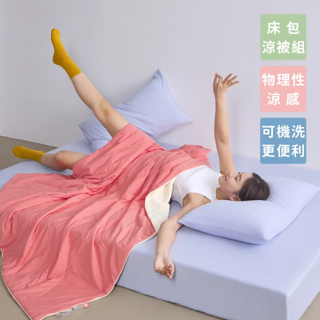 【青鳥家居】奶蓋綿綿冰涼被+涼感伸縮床包枕套組(涼夏床包涼被組/涼感組)