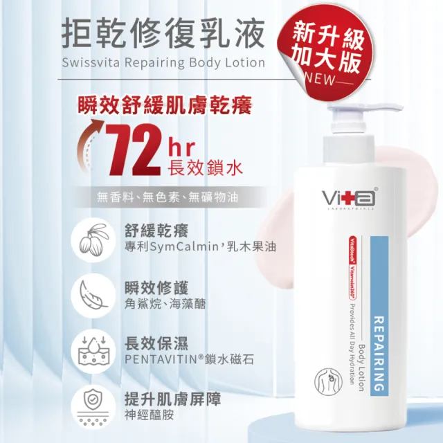 【Swissvita 薇佳】拒乾修復乳液+2%水楊酸蜜花酸晶身體乳(修護煥膚 身體乳組)