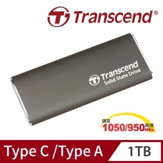 【Transcend 創見】ESD265C 1TB USB3.1/Type C 雙介面外接SSD行動固態硬碟-玄鐵灰(TS1TESD265C)