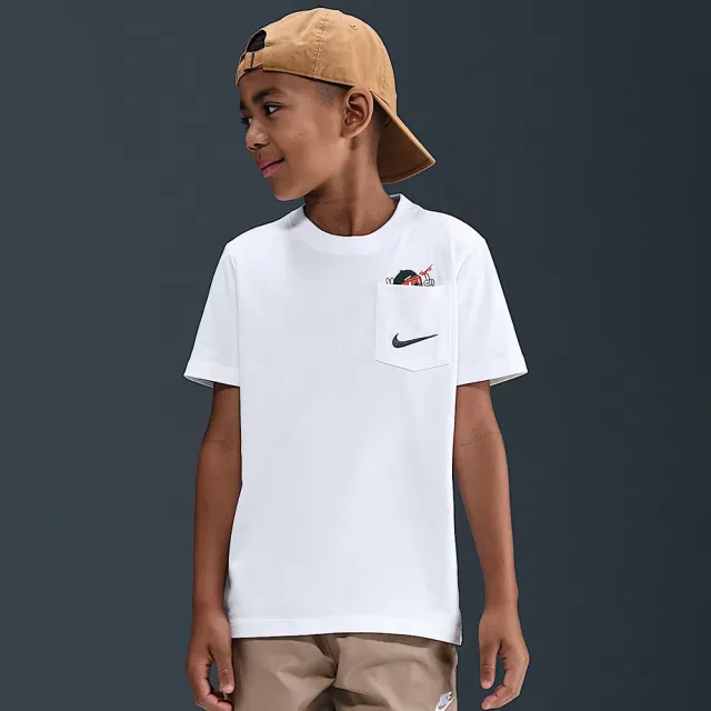 【NIKE 耐吉】短袖上衣 童裝 大童 男女童 K NSW TEE BOXY PKT 白 HV5225-100
