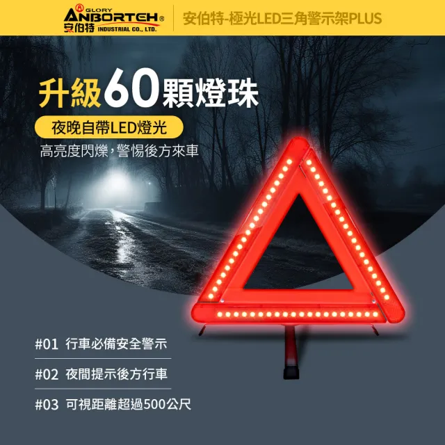 【ANBORTEH 安伯特】極光LED三角警示架PLUS 一年保固(故障標誌 警告標示 故障警示牌 三角故障牌)