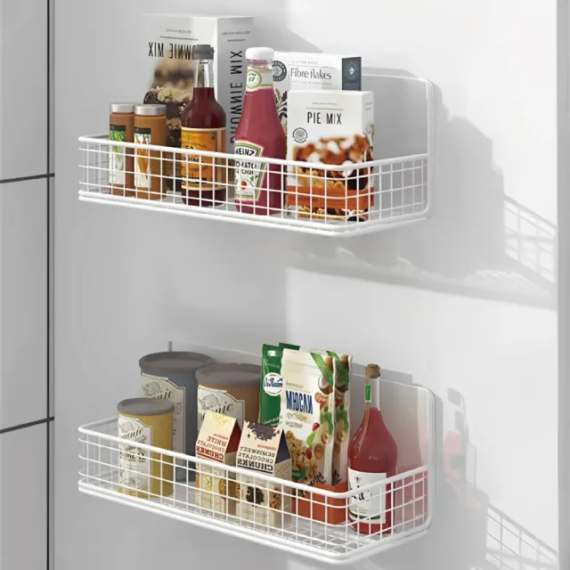 【樂居家】加大款磁吸式收納籃(吸琺板 冰箱置物架 廚房收納 洞洞板 置物盒 強力磁鐵 加大面積 磁吸板)