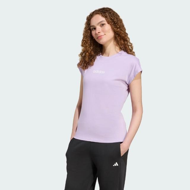 【adidas 愛迪達】ESSENTIALS LINEAR 短袖上衣 T恤 女 JY4892