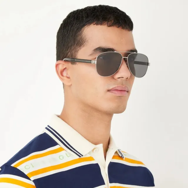 【GUCCI 古馳】飛行員款太陽眼鏡(GG0528S、GG0529S 男款任選／父親節禮物)