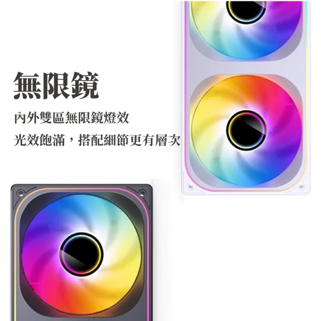 【JONSBO 喬思伯】ZB240 ARGB Gen1 一體式全幅無限鏡風扇 黑/白(3年換新/模組化接頭)