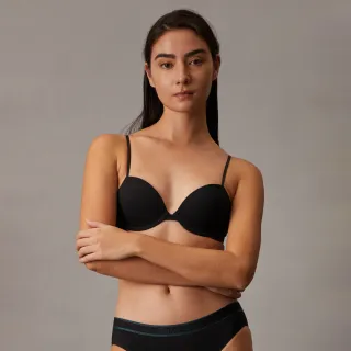 【CALVIN KLEIN】官方旗艦館 CK 同色調標誌棉質薄墊半杯式胸圍_黑色