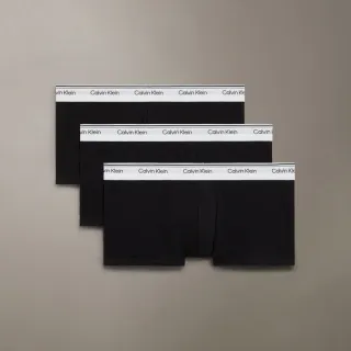 【CALVIN KLEIN】官方旗艦館 CK 棉質彈性低腰平口內褲 3 件組_黑色