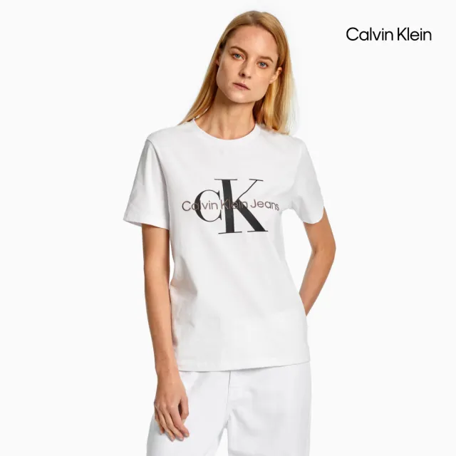 【CALVIN KLEIN】官方旗艦館 CK 有機棉 Monogram 上衣_白色