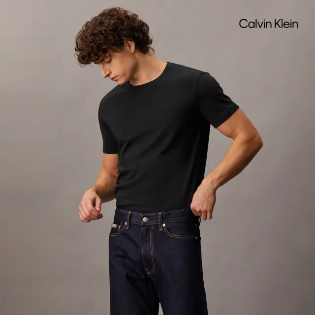 【CALVIN KLEIN】官方旗艦館 CK 平滑棉質字母T恤_黑色