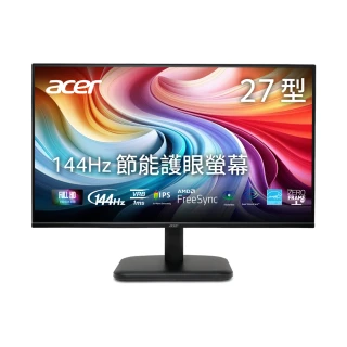 【Acer 宏碁】EK271 P6 27型 IPS FHD 16:9 144Hz節能護眼電腦螢幕(27吋/FreeSync/1ms)