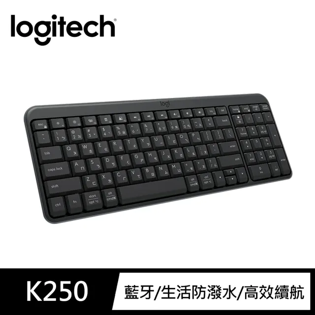 【Logitech 羅技】K250 無線藍牙鍵盤-石墨黑(不附接收器)