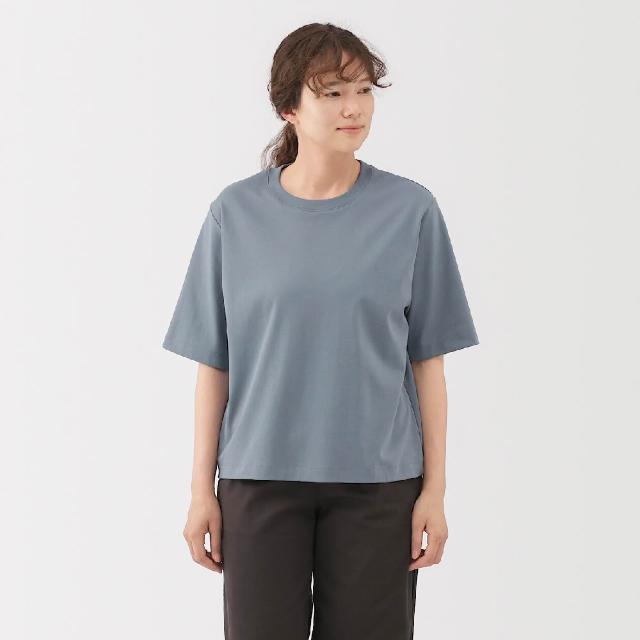 【MUJI 無印良品】女涼感圓領寬版短袖T恤(白色/黑色/墨灰/煙燻橘/淺藍)