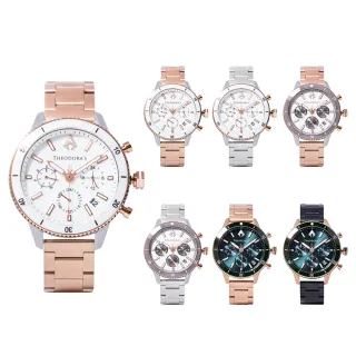 【THEODORA’S 希奧朵拉】小錶面｜水行俠夜光潛水手錶-鋼鍊錶帶(潛水錶 真三眼計時 陶瓷圈)