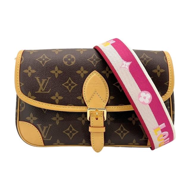 【Louis Vuitton 路易威登】展示品 Diane 帆布印花肩背/斜背二用包(M46049-桃背帶)