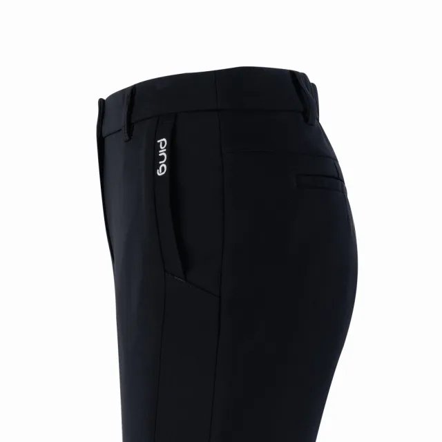 【PING】女款後腰鬆緊高彈力休閒長褲-黑(GOLF/高爾夫球褲/RE25107-88)