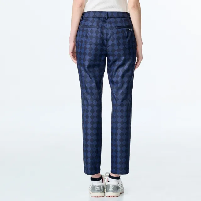 【PING】女款菱格紋吸濕排汗高爾夫長褲-黑(GOLF/高爾夫球褲/RE25109-88)