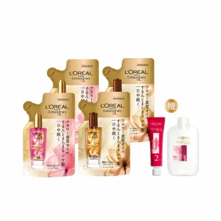 【LOREAL Paris 巴黎萊雅】金緻護髮精油補充包90ml_4入組玫瑰/棕色(護髮油/髮油/修護/柔順)