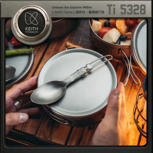 【Keith】鎧斯鈦單層便當盒 1000ml / Ti5328(露營泡麵碗 戶外圓型飯盒 野營鈦餐盒 登山 鈦碗)