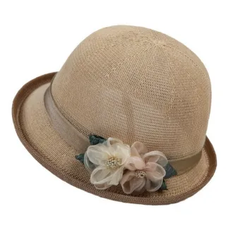 【紐約精品】現貨秒發 渡假大草帽遮陽帽編織草帽編織帽(捲邊小花禮帽女帽子6色a1jg43)