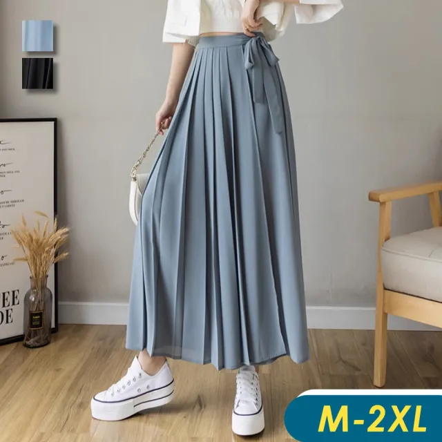 【CHACO】/現貨/女夏 一片式長褲涼感綁帶雪紡闊腿9分寬褲#6675(雪紡 闊腿 九分 長褲 一片式)