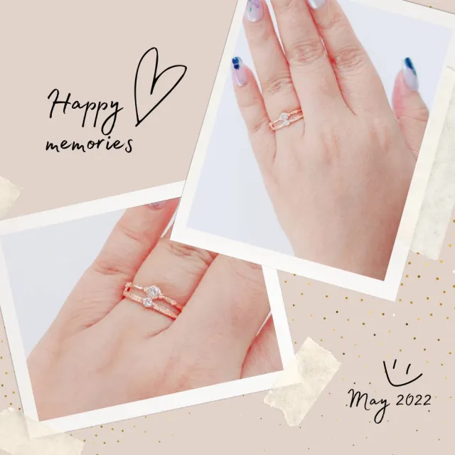 【Luster】38女王!10分 D/VS 皇冠 培育鑽 純銀/玫瑰金/黃K金 雙層 戒指-任選(做自己最閃耀的公主)