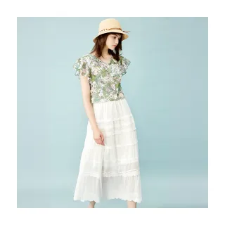 【Le Polka】雕花蕾絲長裙-女