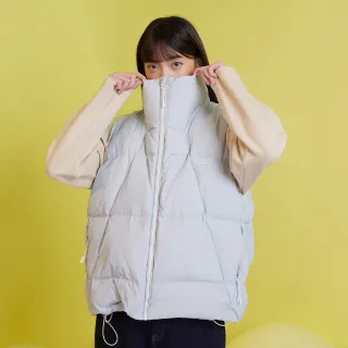 【gozo】下襬抽繩輕盈羽絨背心(淺藍)